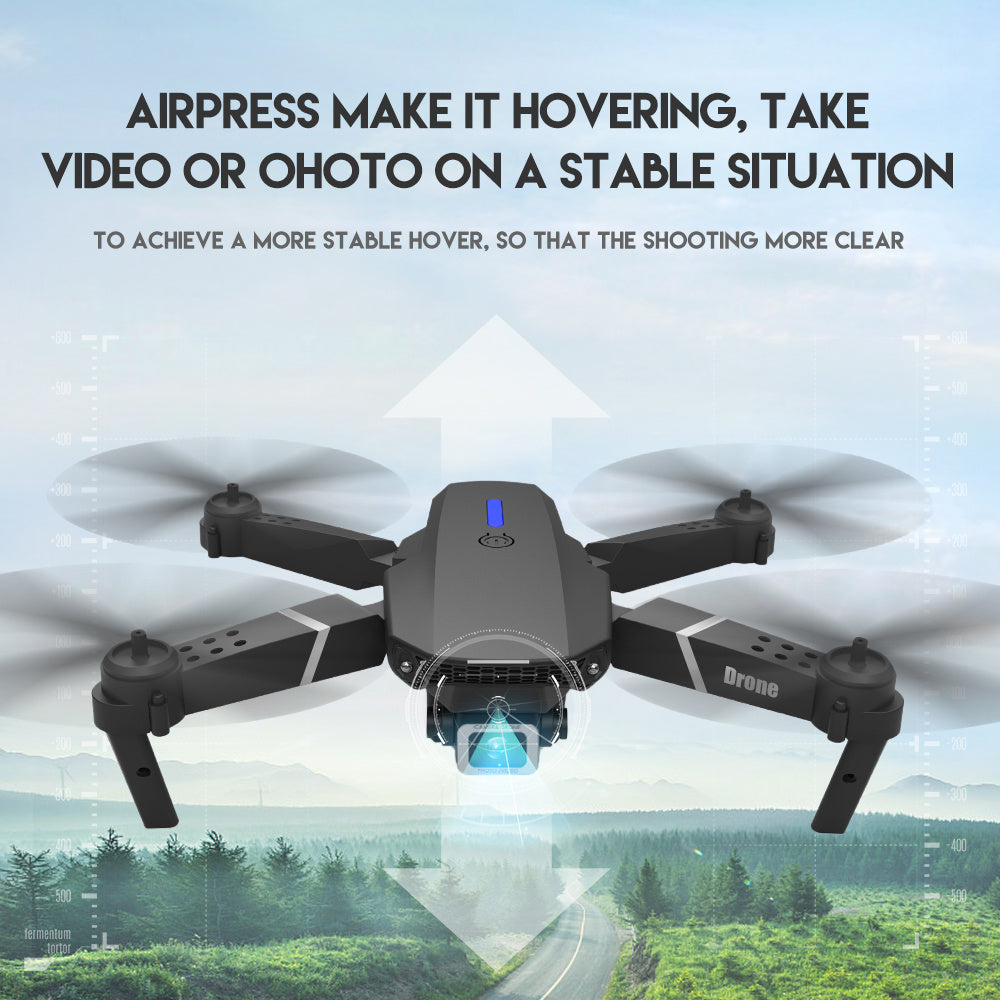 KBDFA E88 Drone - HD WIFI Helicopter with 4K Camera, Foldable Quadcopter, 1181.1inch Maximum Flight Altitude, 3m/s Speed, 5 Minute Battery Life, Black and Gray, Rechargeable Li-Polymer Battery, 1800mAh, 1181.1inch Control Ran