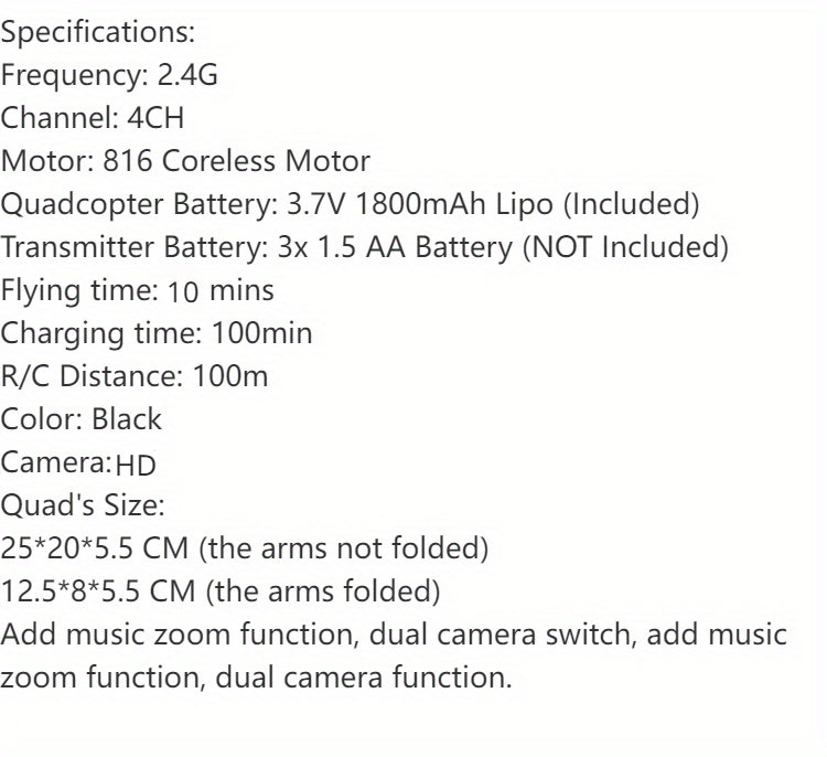 KBDFA E88 Drone - HD WIFI Helicopter with 4K Camera, Foldable Quadcopter, 1181.1inch Maximum Flight Altitude, 3m/s Speed, 5 Minute Battery Life, Black and Gray, Rechargeable Li-Polymer Battery, 1800mAh, 1181.1inch Control Ran
