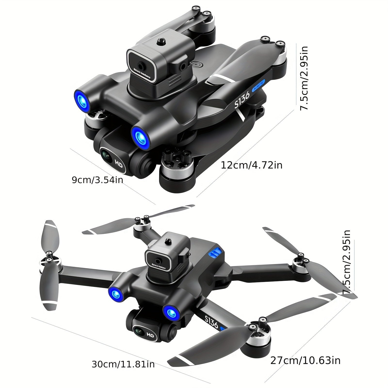 HD Dual Camera S136 UAV Drone with GPS, 360° Obstacle Avoidance, Optical Flow Hovering, One-Key Takeoff, and Fail-Safe Return - Perfect for Beginners and Men's Gifts
