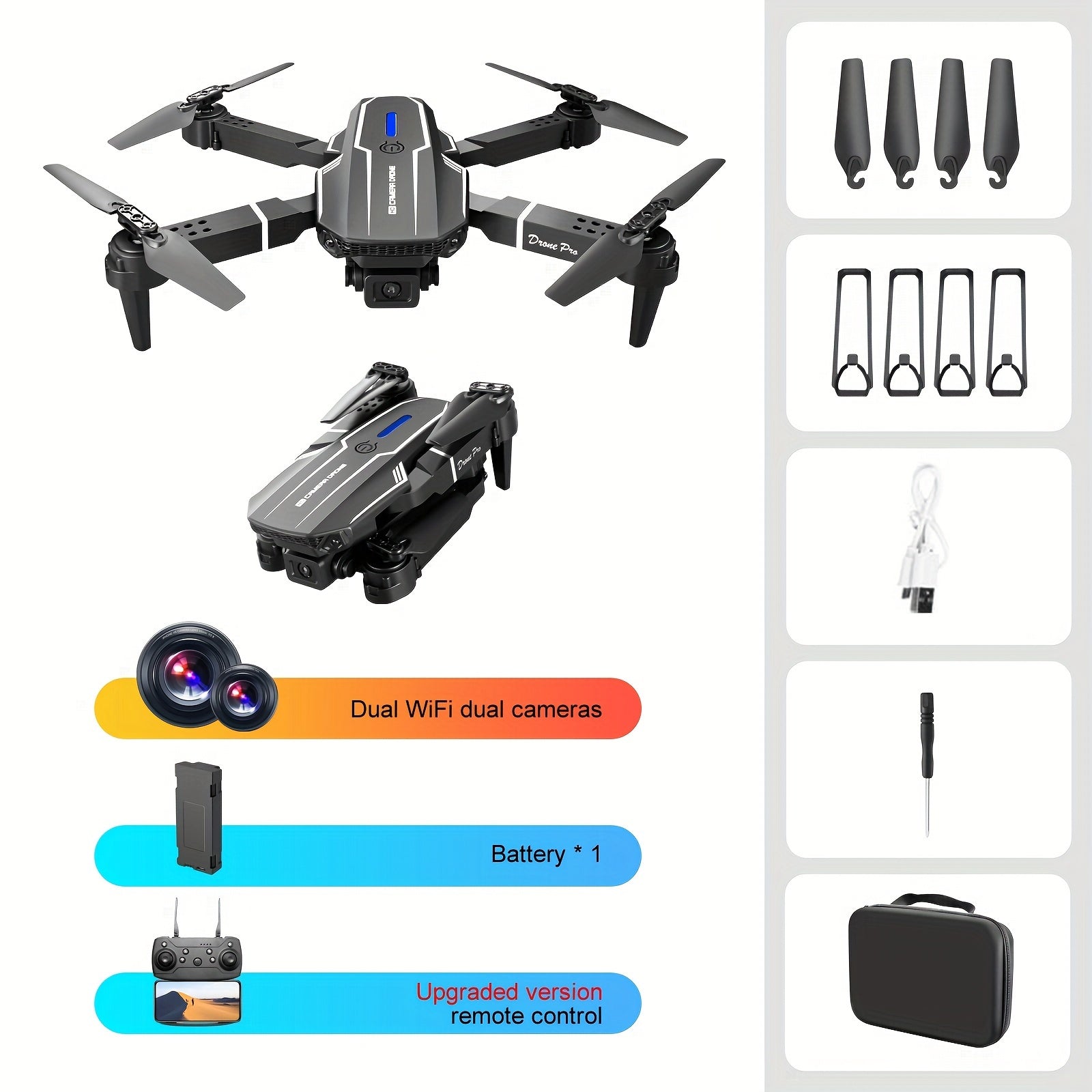 New S101 Drone With Camera, Foldable RC Drone Remote Control Drone Toys For Beginners Men's Gifts, Indoor And Outdoor Affordable UAV Halloween Christmas Gift