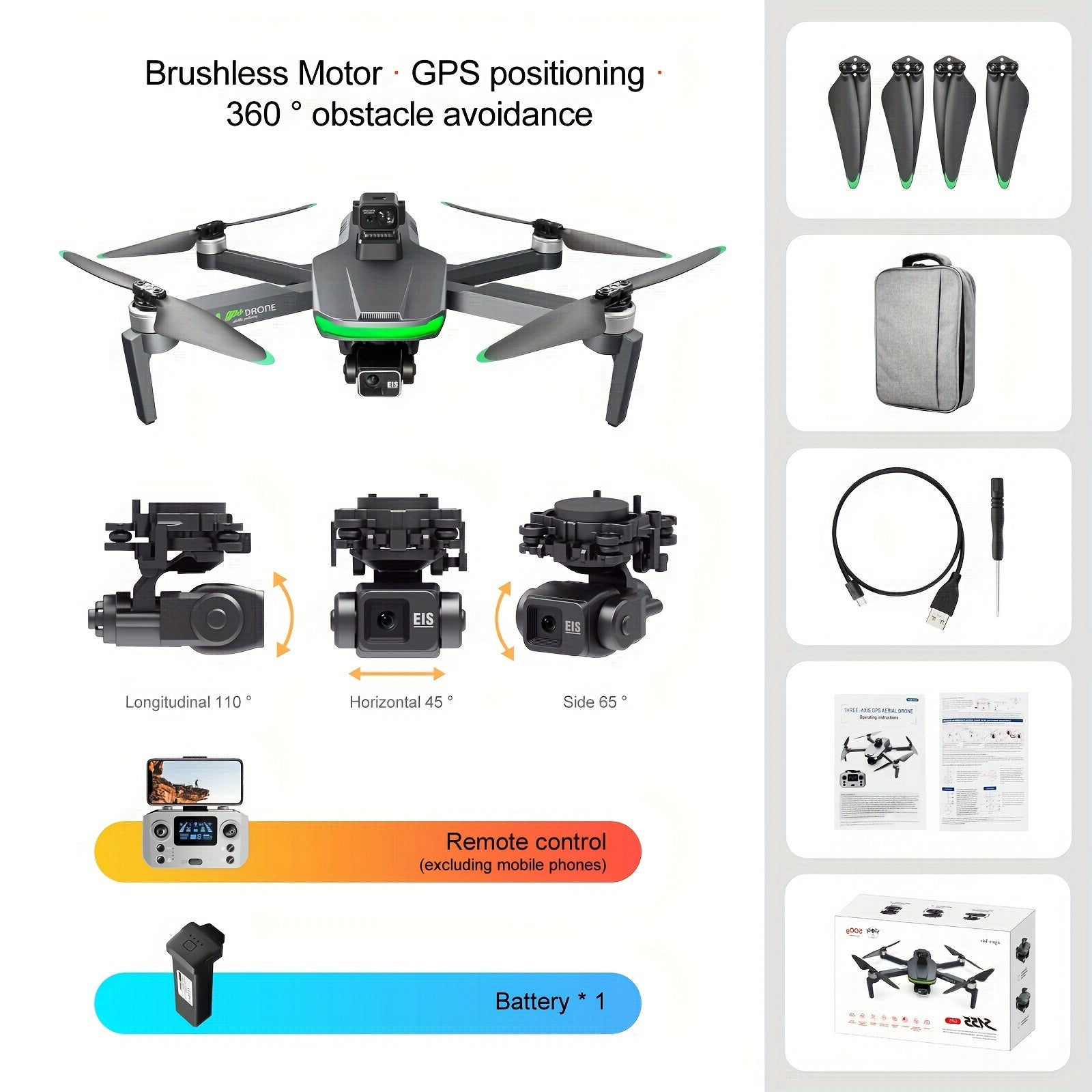 500g Load Professional Drone with GPS Repeater - Airplanes with Brushless Motor, Tri-Axis Stabilizer, Obstacle Avoidance Function, Ideal Halloween Gift for Aerial Enthusiasts
