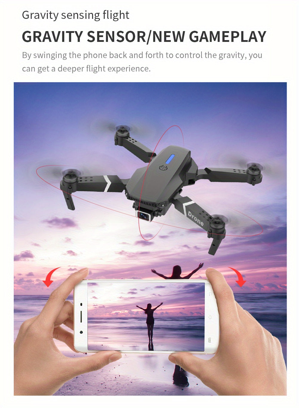 E88Pro HD Dual Camera Drone - Capture Stunning Aerial Photos with WIFI Connection, Optical Flow Height, One Key Return, and Long-Lasting Single Battery - Perfect Gift for Christmas, Halloween, and Thanksgiving