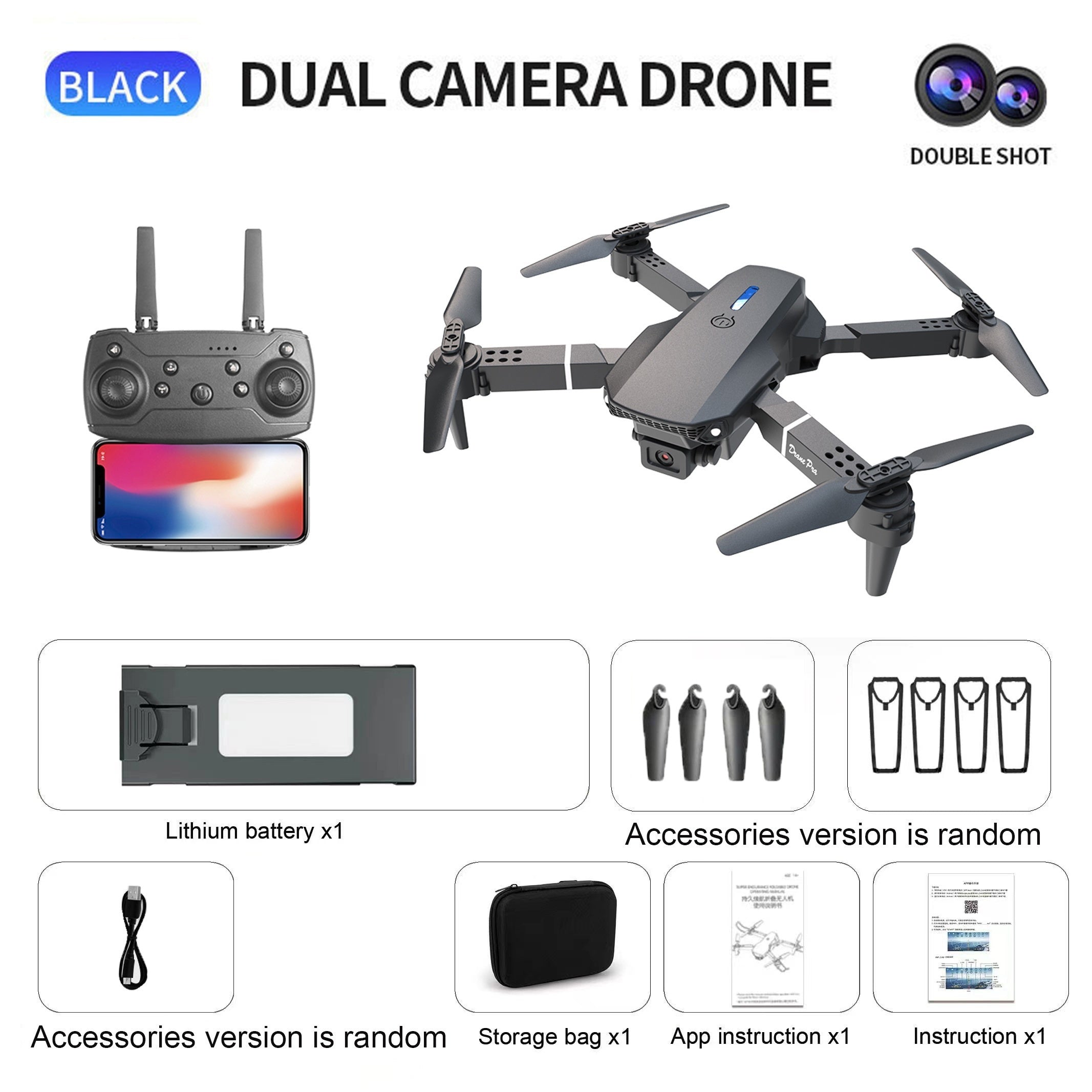 E88Pro HD Dual Camera Drone - Capture Stunning Aerial Photos with WIFI Connection, Optical Flow Height, One Key Return, and Long-Lasting Single Battery - Perfect Gift for Christmas, Halloween, and Thanksgiving
