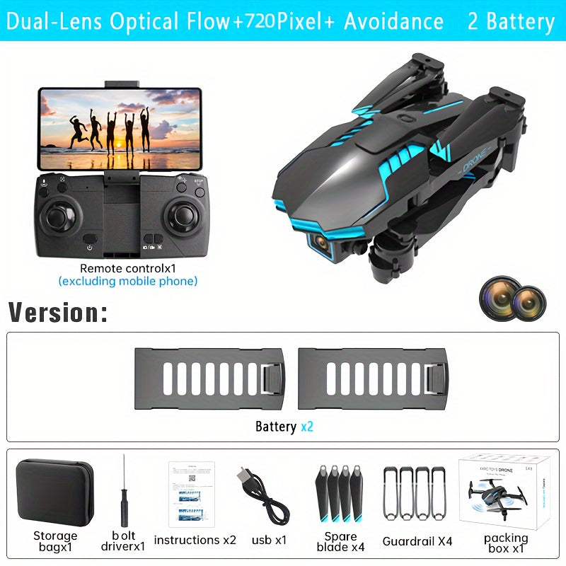 X6Pro Wireless FPV With HD Dual Camera Foldable RC Drone, High Hold, Automatic Obstacle Avoidance, One-Button Calibration/Take Off/Flip, With Optical Flow Positioning (Indoor Can Be Stabilized And Hover), Single Battery Life
