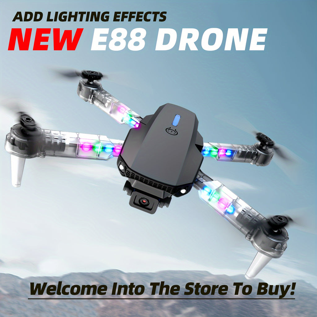 KBDFA E88 Drone - HD WIFI Helicopter with 4K Camera, Foldable Quadcopter, 1181.1inch Maximum Flight Altitude, 3m/s Speed, 5 Minute Battery Life, Black and Gray, Rechargeable Li-Polymer Battery, 1800mAh, 1181.1inch Control Ran