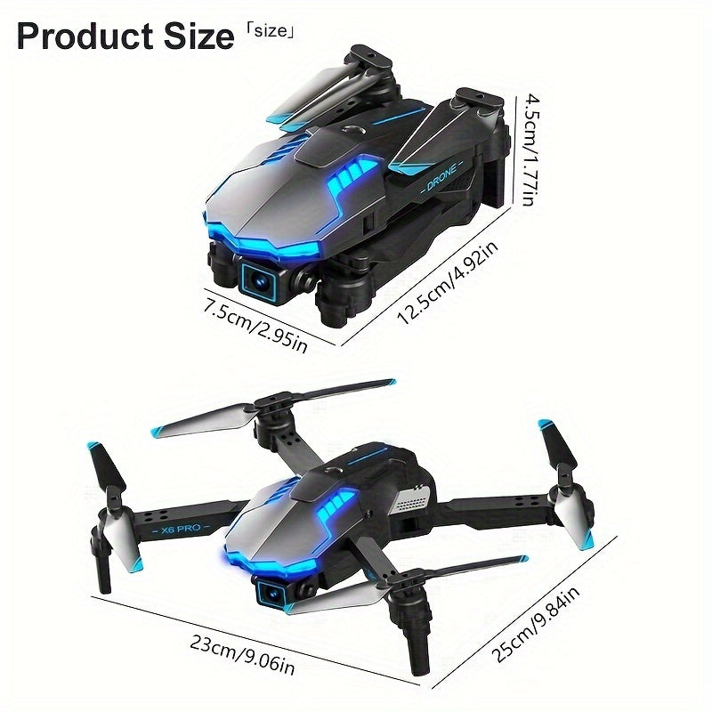 X6 Foldable Drone Dual Camera With Batteries, Obstacle Avoidance, Smart Return, And More - Comes With Carrying Bag! Perfect for beginners Men's Gifts.Christmas Thanksgiving Halloween gifts!
