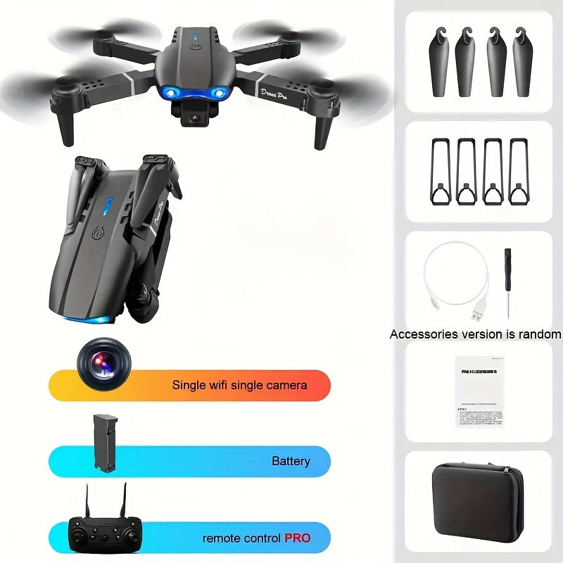 E99pro Drone With SD Camera, One-key Takeoff And Landing, Altitude Hold, One-key 360° Stunt Rolling, Four-axis Aircraft, Entry-level Foldable Remote Control UAV Toy, Holiday Gift