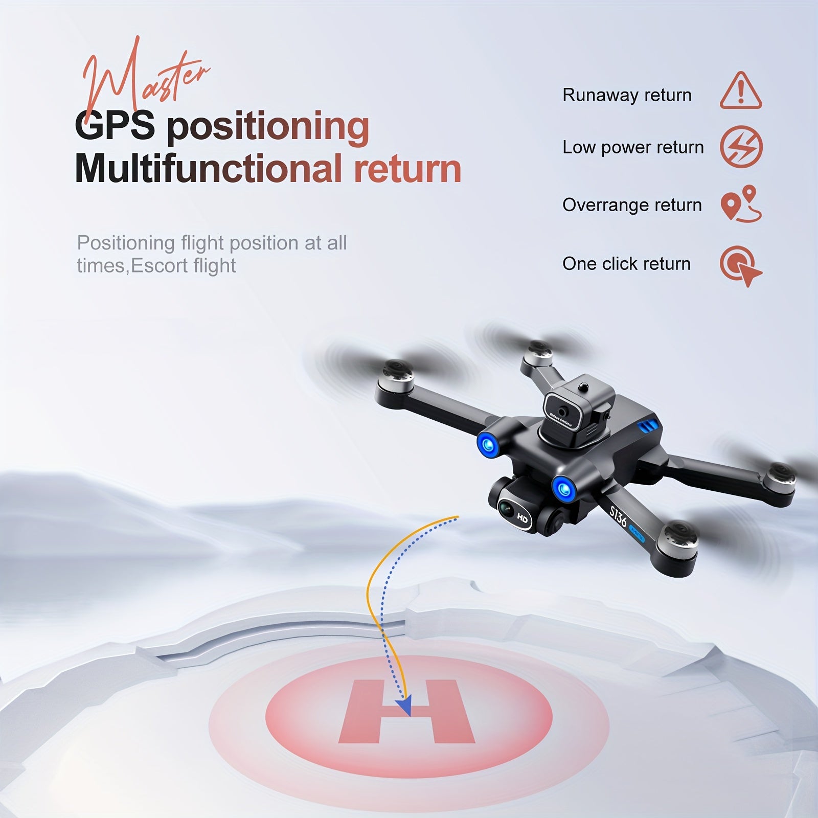 HD Dual Camera S136 UAV Drone with GPS, 360° Obstacle Avoidance, Optical Flow Hovering, One-Key Takeoff, and Fail-Safe Return - Perfect for Beginners and Men's Gifts