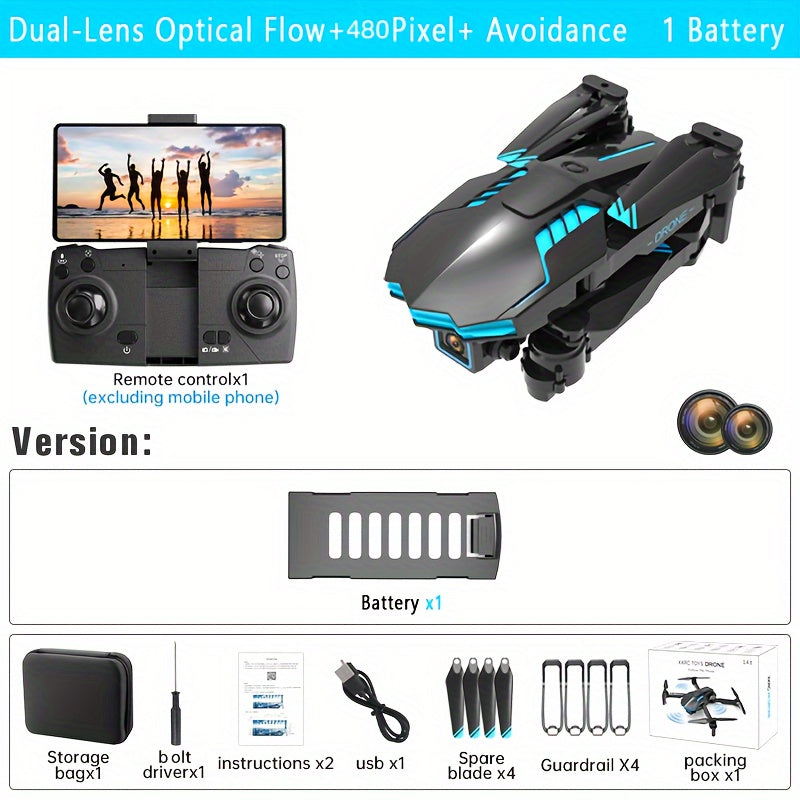 X6Pro Wireless FPV With HD Dual Camera Foldable RC Drone, High Hold, Automatic Obstacle Avoidance, One-Button Calibration/Take Off/Flip, With Optical Flow Positioning (Indoor Can Be Stabilized And Hover), Single Battery Life
