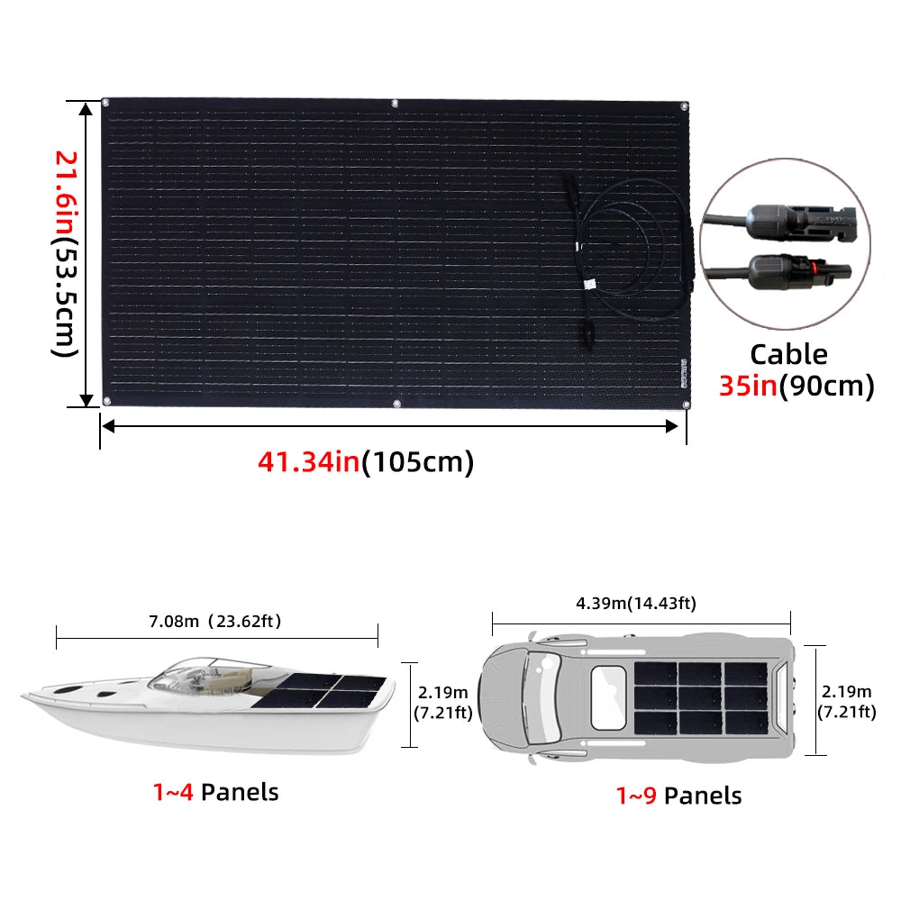 Solar Panel 110W 220W 330W 440W 18V With By-Pass Diode ETFE Flexible Solar Cell 12v Battery Charger  For Camping RV Boat