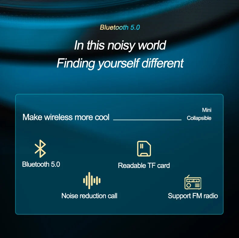 Original A23 Sport Foldable Wireless Headphone 8D Surround Heavy Bass Hifi Music Bluetooth Earphones With Mic Support FM/TF Card