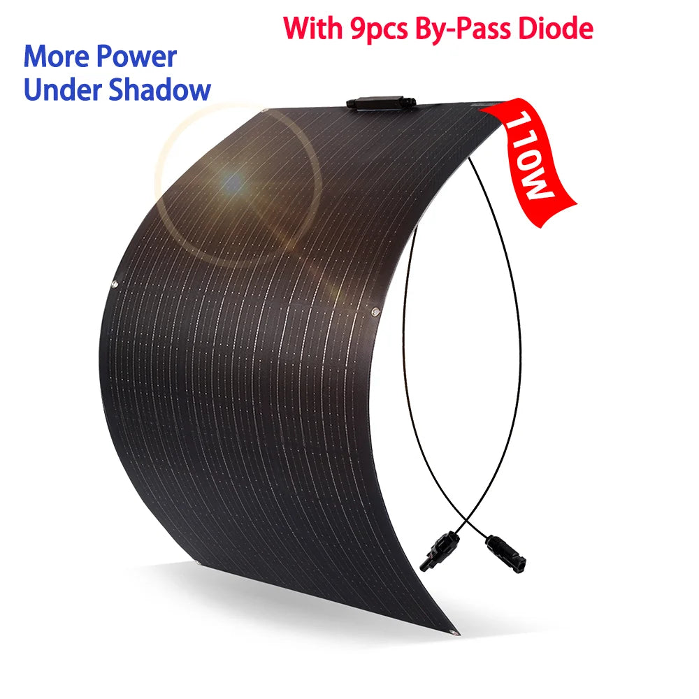 Solar Panel 110W 220W 330W 440W 18V With By-Pass Diode ETFE Flexible Solar Cell 12v Battery Charger  For Camping RV Boat