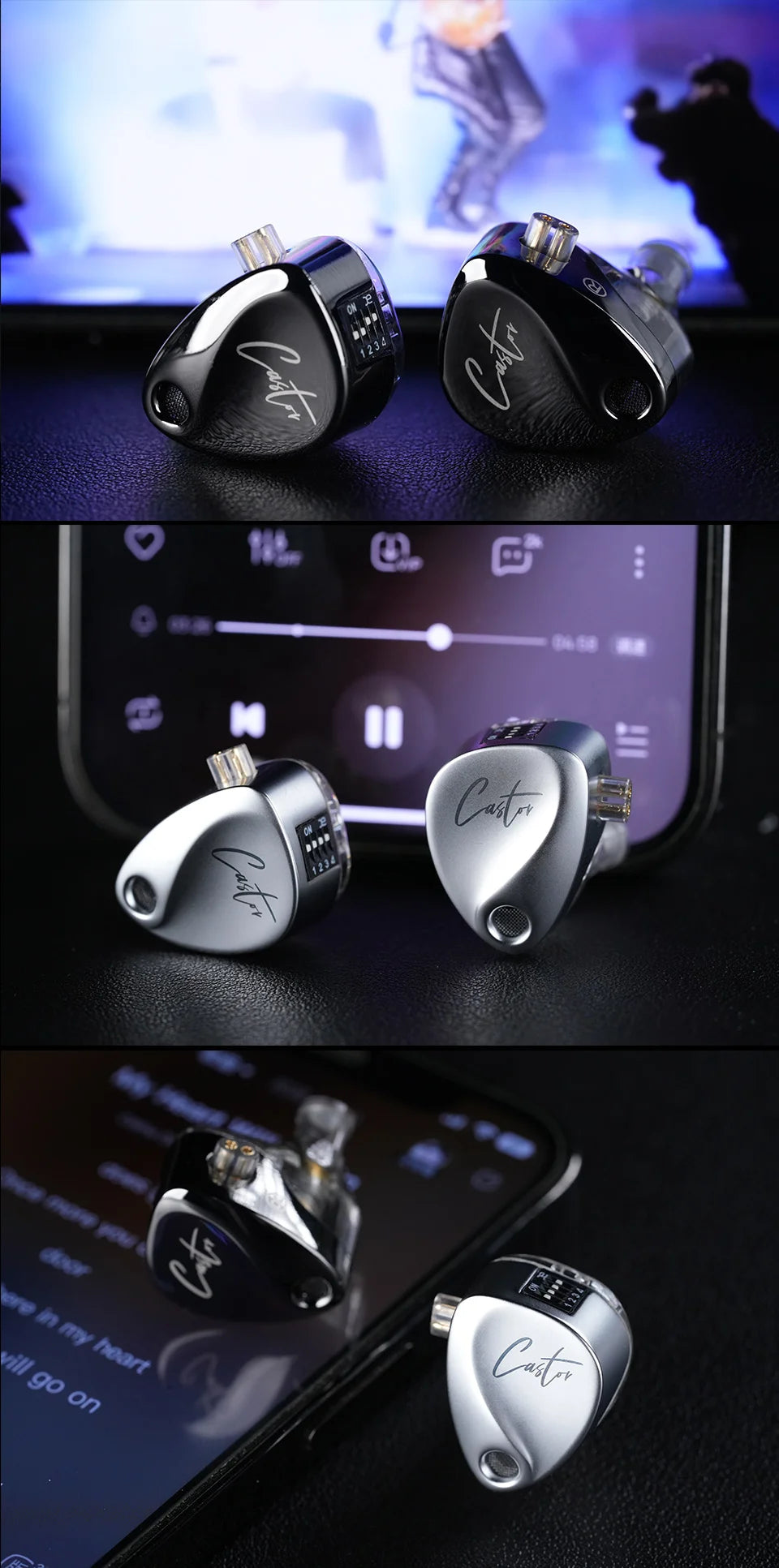 KZ Castor In Ear HiFi Earphone 2DD Dynamic High-end Tunable Balanced Armature Earphones Monitor Headphone Cancelling Earbuds