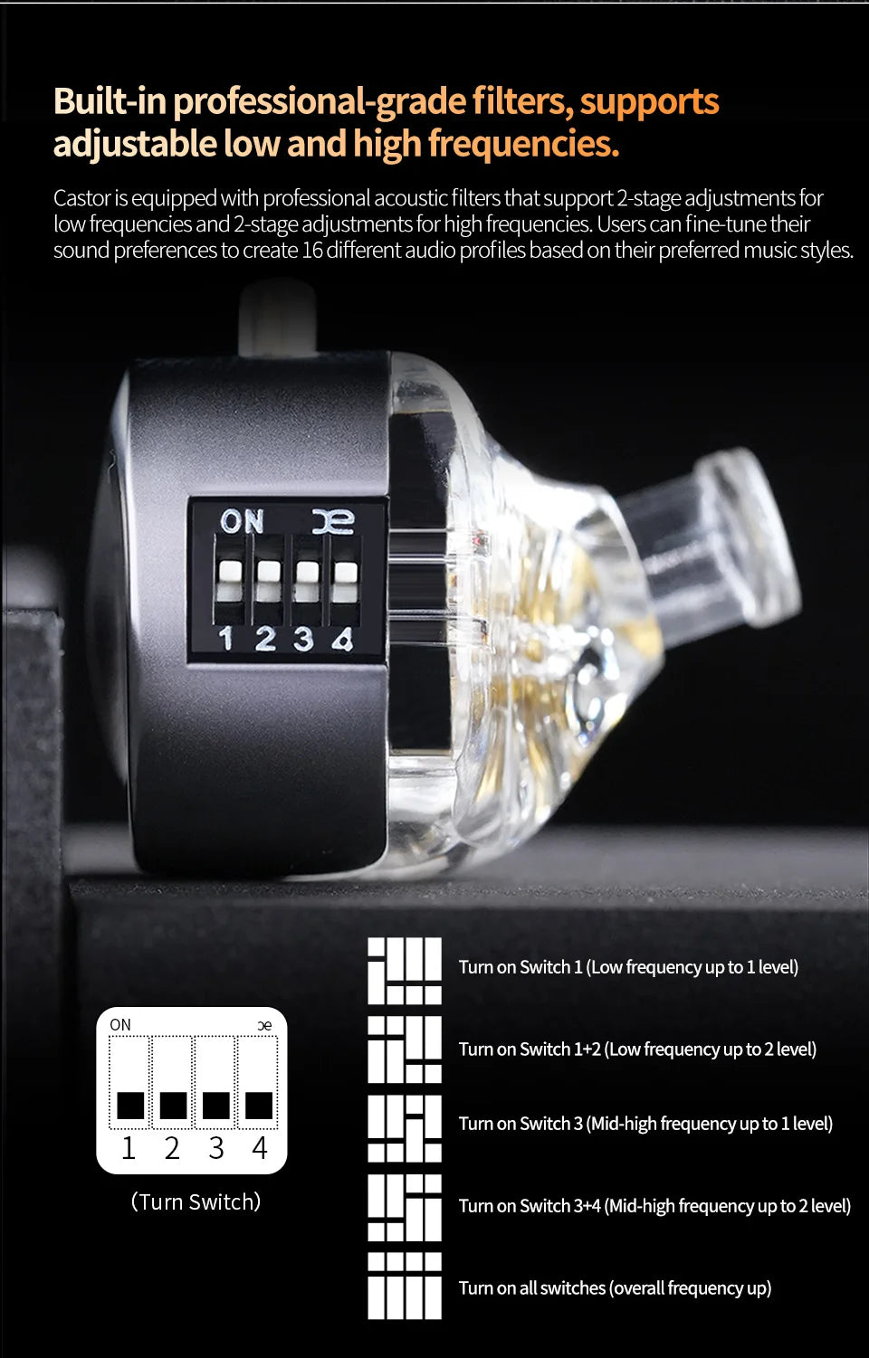 KZ Castor In Ear HiFi Earphone 2DD Dynamic High-end Tunable Balanced Armature Earphones Monitor Headphone Cancelling Earbuds