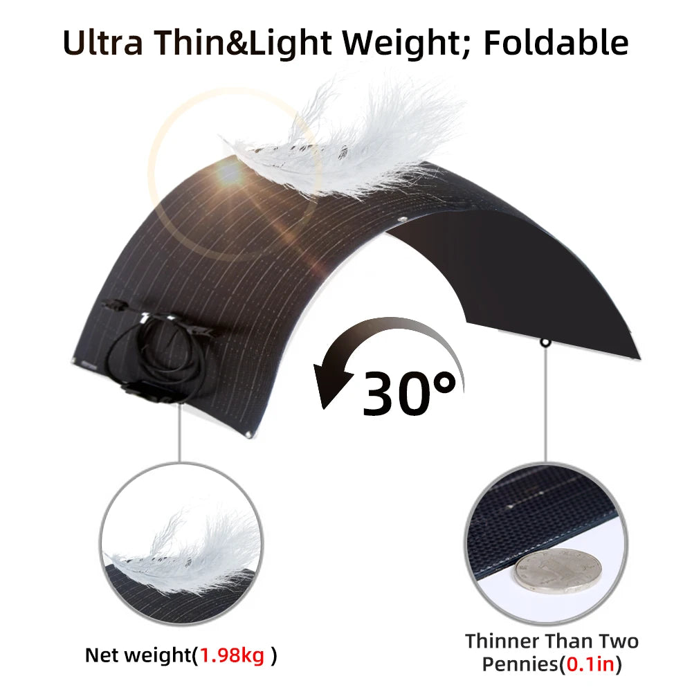 Solar Panel 110W 220W 330W 440W 18V With By-Pass Diode ETFE Flexible Solar Cell 12v Battery Charger  For Camping RV Boat