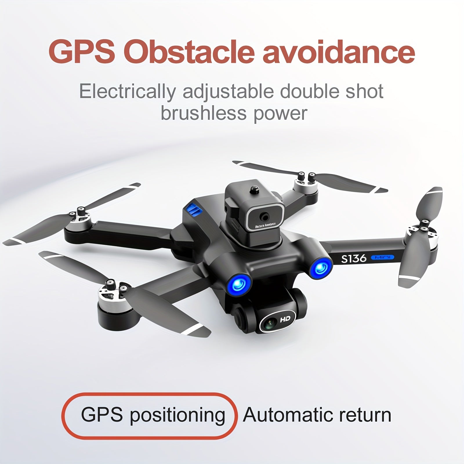 HD Dual Camera S136 UAV Drone with GPS, 360° Obstacle Avoidance, Optical Flow Hovering, One-Key Takeoff, and Fail-Safe Return - Perfect for Beginners and Men's Gifts