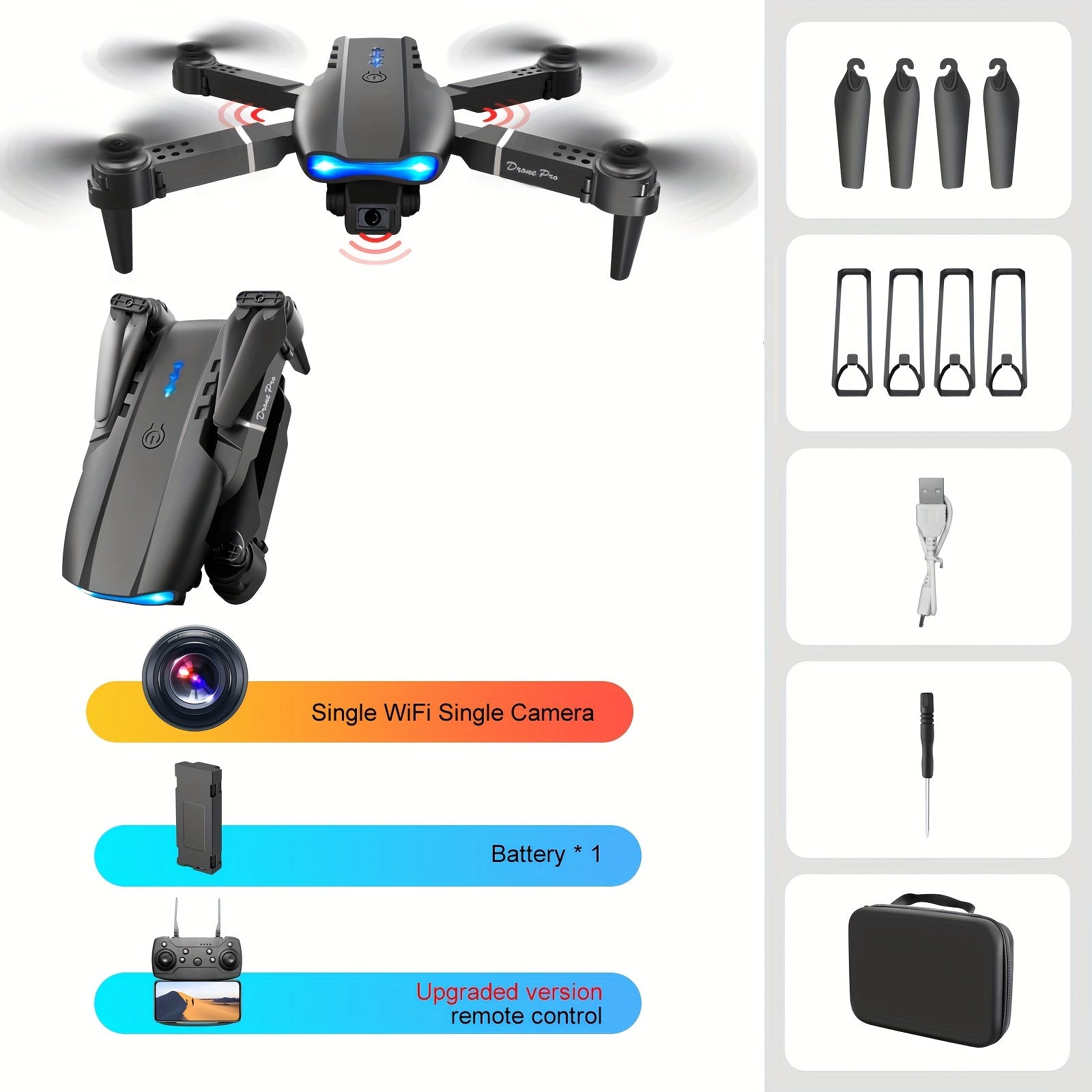 Dual Foldable E99 Drone with Camera, Altitude Hold, Remote Control Quadcopter for Beginners with Easy Operation
