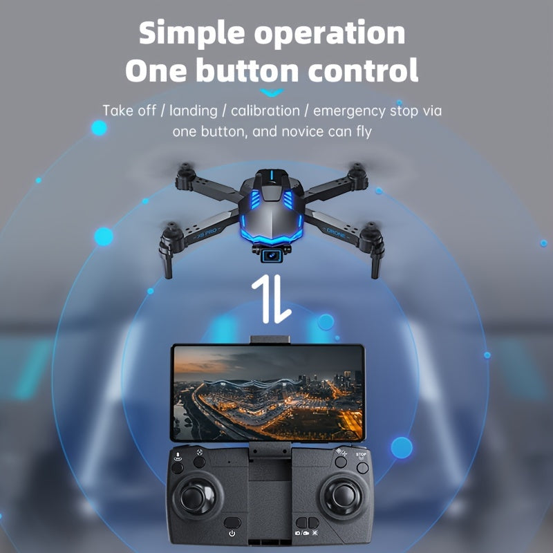 X6Pro Wireless FPV With HD Dual Camera Foldable RC Drone, High Hold, Automatic Obstacle Avoidance, One-Button Calibration/Take Off/Flip, With Optical Flow Positioning (Indoor Can Be Stabilized And Hover), Single Battery Life