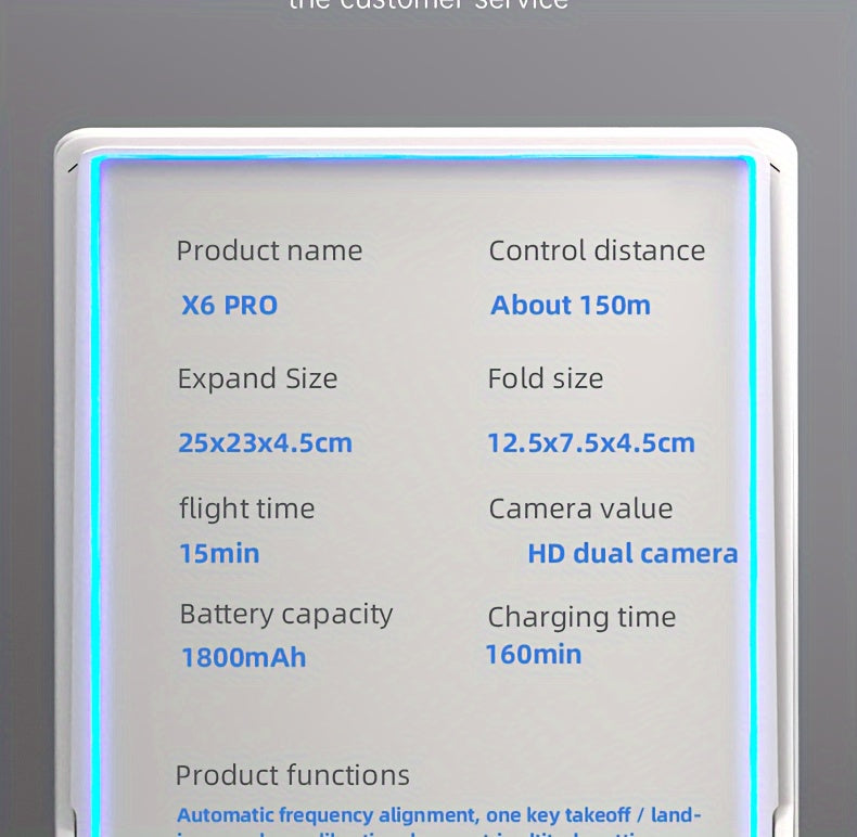 X6Pro Wireless FPV With HD Dual Camera Foldable RC Drone, High Hold, Automatic Obstacle Avoidance, One-Button Calibration/Take Off/Flip, With Optical Flow Positioning (Indoor Can Be Stabilized And Hover), Single Battery Life