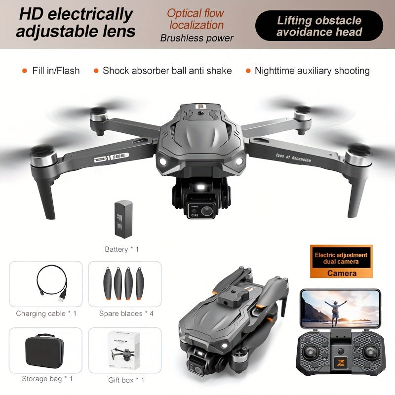 Beginner-Friendly D1 Drone with Obstacle Avoidance, Brushless Motors, Optical Flow, and Dual-Camera Electronic Control - Perfect Halloween & Christmas Gift