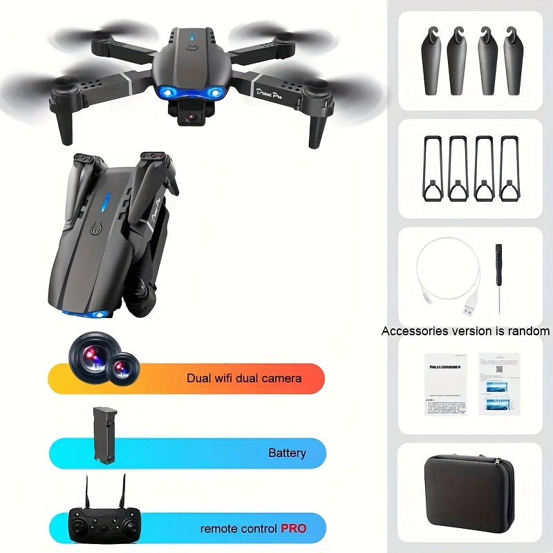 E99pro Drone With SD Camera, One-key Takeoff And Landing, Altitude Hold, One-key 360° Stunt Rolling, Four-axis Aircraft, Entry-level Foldable Remote Control UAV Toy, Holiday Gift