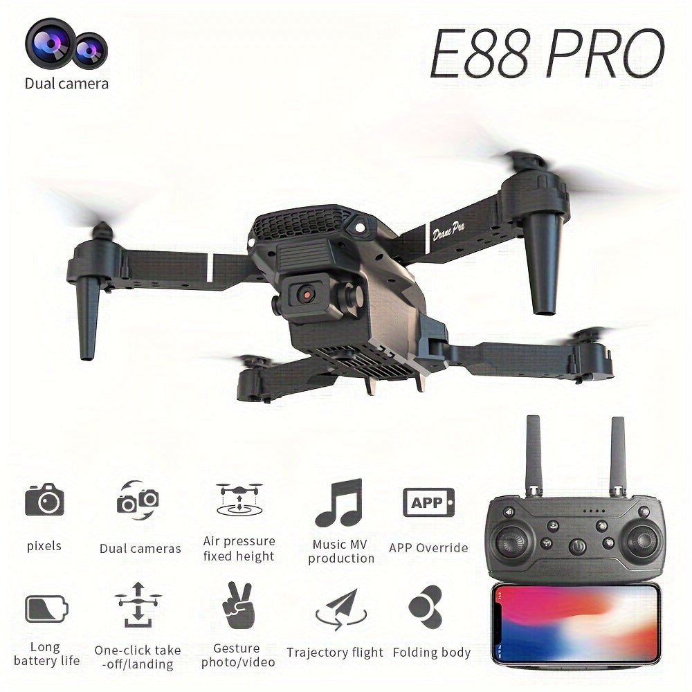 E88Pro HD Dual Camera Drone - Capture Stunning Aerial Photos with WIFI Connection, Optical Flow Height, One Key Return, and Long-Lasting Single Battery - Perfect Gift for Christmas, Halloween, and Thanksgiving