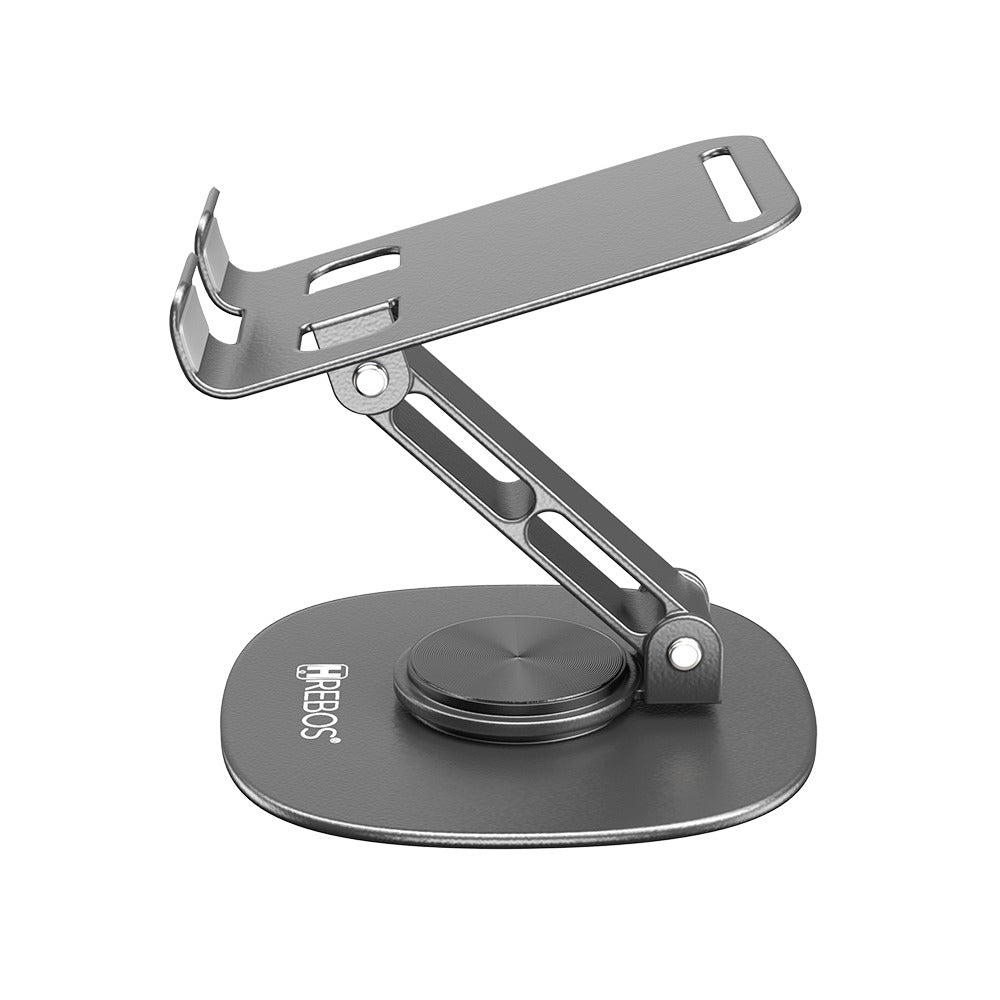 Suporte De Mesa Para Celular Alumínio Prata Rotação Hrebos SU-226